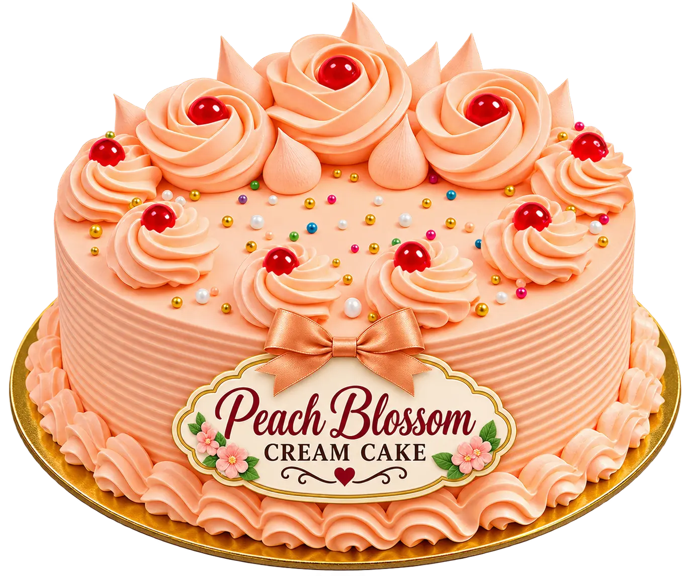 peach blossom cream cake